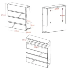 Wiltec 2er Set Designer Briefkasten V16 Anthrazit 1000 x 135 x 1200 mm, Wandbriefkasten mit Schloss, Zeitungsrolle, Ständer, Postkasten aus pulverbeschichtetem Stahl