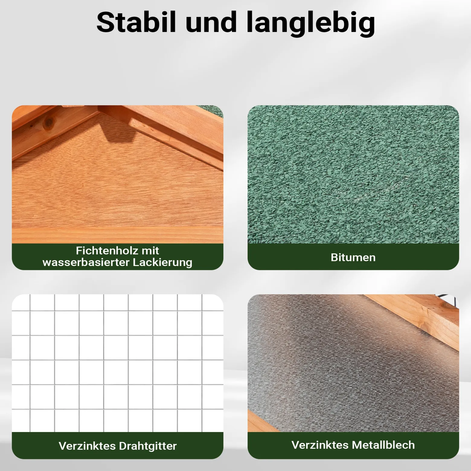 Wiltec 2 Etagen Nagerhaus 1470 x 520 x 855 mm, Hasenstall zweistöckig aus Fichtenholz, mit Bitumeneindeckung und Kotwanne, Kleintierhaus Freilauf Gehege
