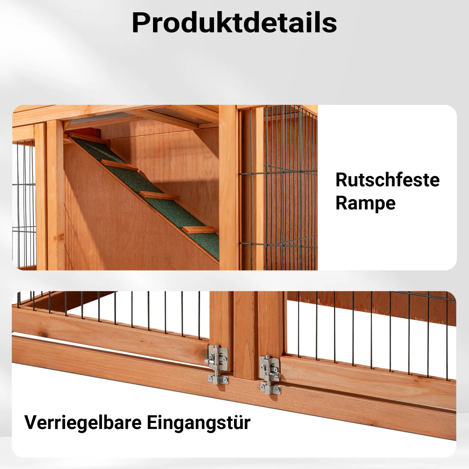 Wiltec 2 Etagen Nagerhaus 1015 x 510 x 1000 mm, Hasenstall zweistöckig aus Fichtenholz, mit Bitumeneindeckung und Kotwanne, Kleintierhaus Freilauf Gehege