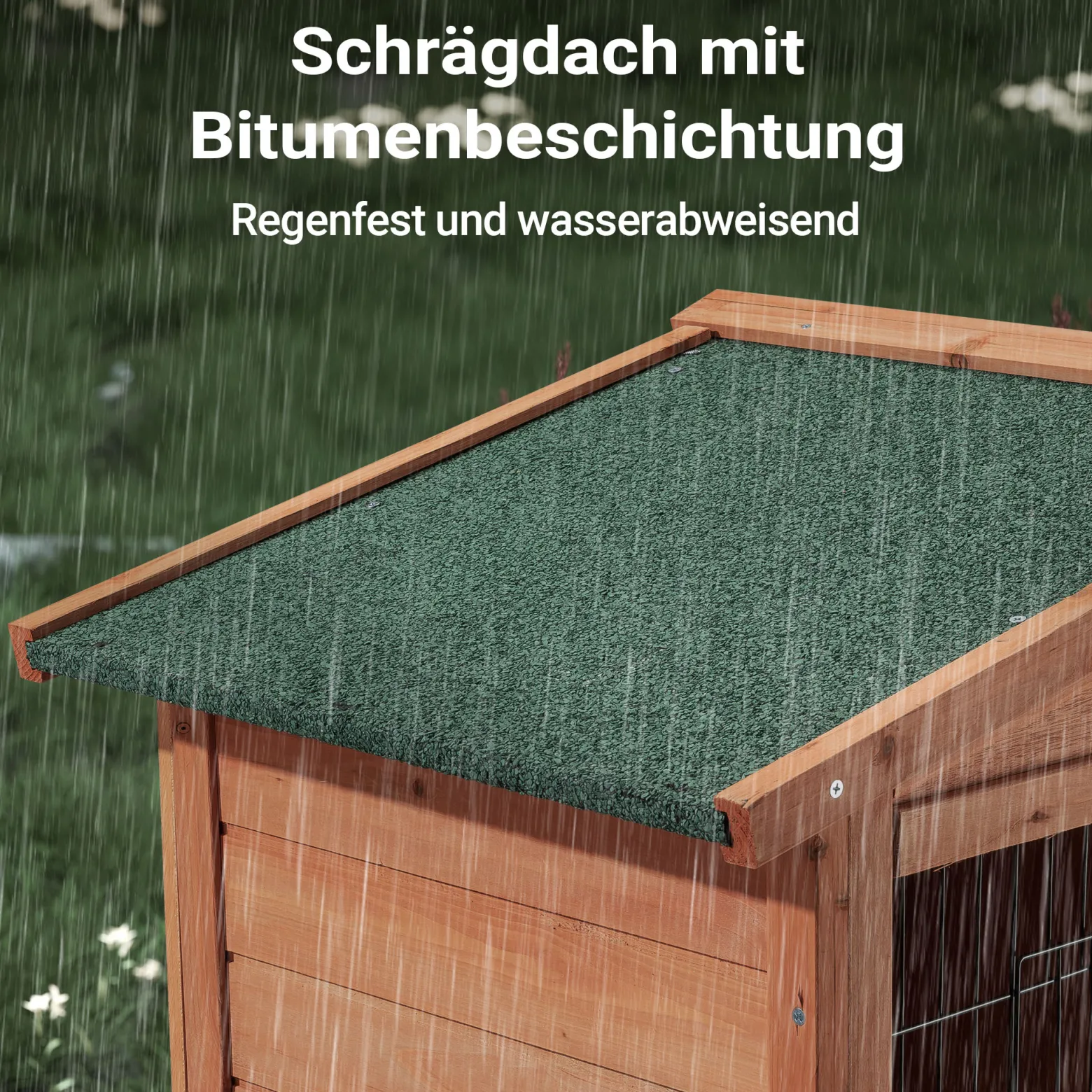 Wiltec 2 Etagen Nagerhaus 1015 x 510 x 1000 mm, Hasenstall zweistöckig aus Fichtenholz, mit Bitumeneindeckung und Kotwanne, Kleintierhaus Freilauf Gehege