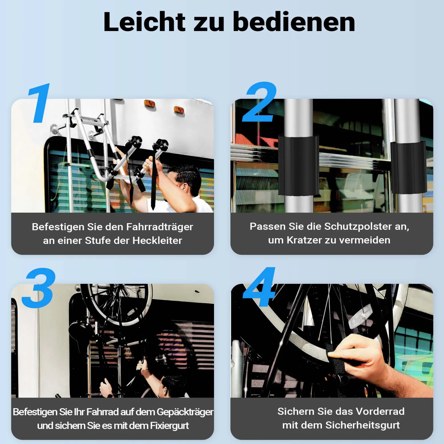 Wiltec Fahrradhalter für Wohnmobilleiter 2 Fahrräder, Fahrradträger Wohnmobil bis 30 kg, Fahrradträger Wohnwagen Aluminium, Robuste Fahrradhalterung