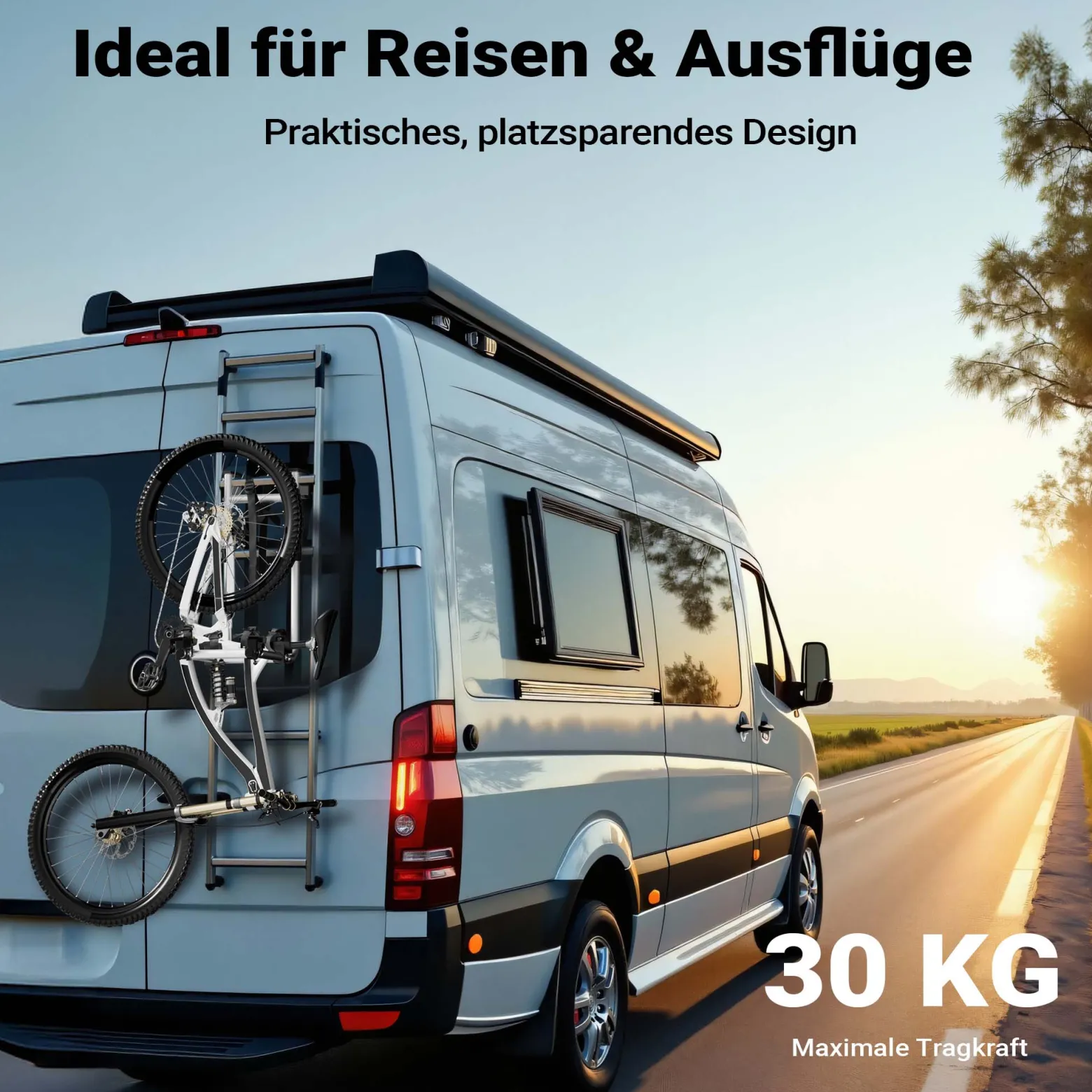 Wiltec Fahrradhalter für Wohnmobilleiter 2 Fahrräder, Fahrradträger Wohnmobil bis 30 kg, Fahrradträger Wohnwagen Aluminium, Robuste Fahrradhalterung