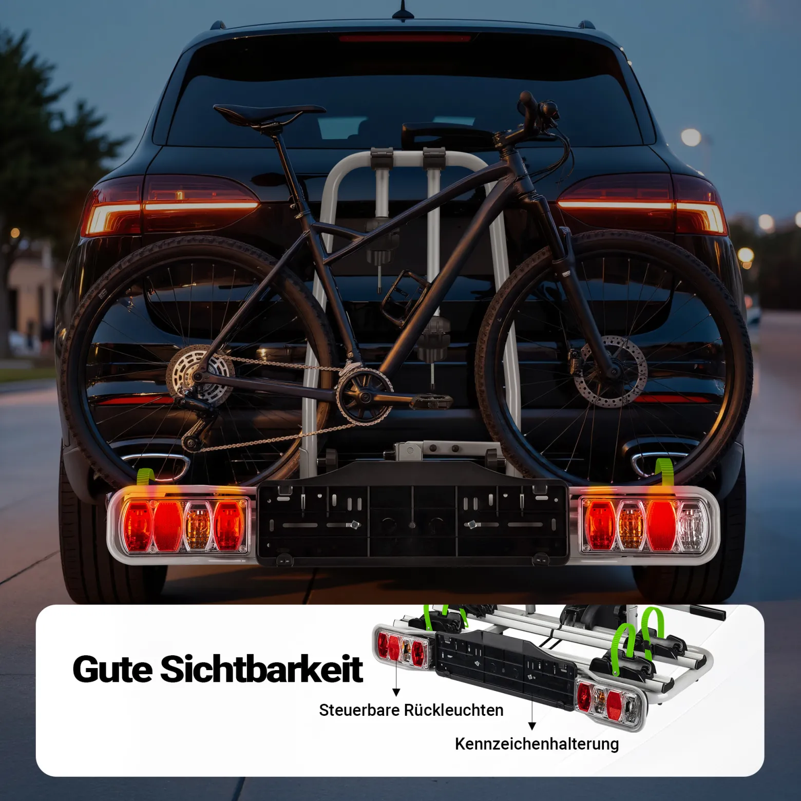 Wiltec Fahrrad Heckträger für 2 Fahrräder, Heckklappenträger bis 60 kg, Fahrradträger Anhängerkupplung klappbar, Fahrrad Träger mit Diebstahlschutz