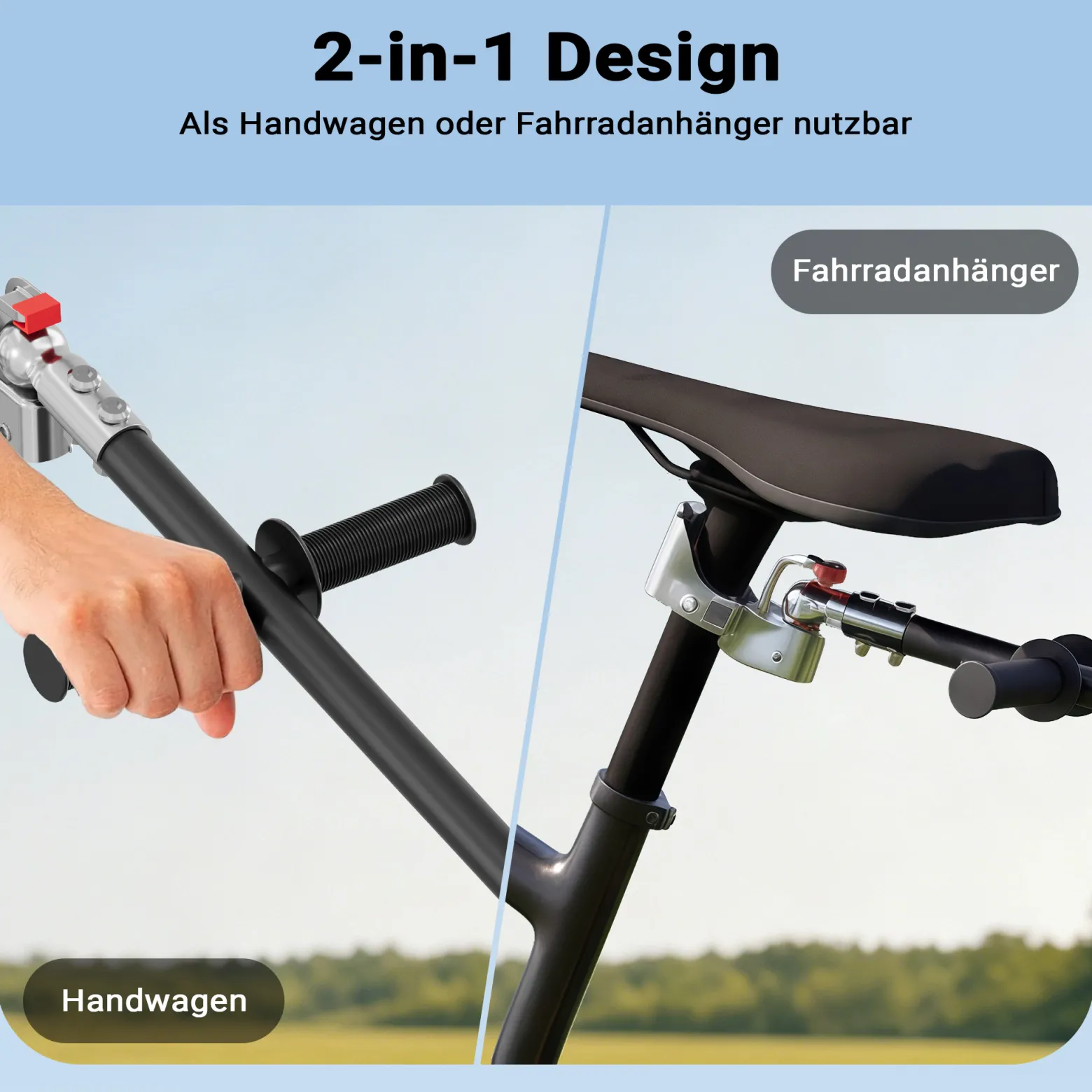 Wiltec Fahrrad Lastenanhänger 158x69x51 cm bis 80 kg, Fahrradanhänger mit 90 L Transportwanne, Kupplung und Luftreifen, Handwagen Anhänger für Fahrrad