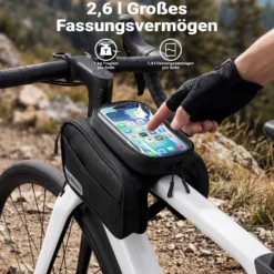 Wiltec Fahrrad Rahmentasche Oberrohrtasche 20 x 10 x 14 cm aus Polyester, wasserabweisende Fahrradtasche