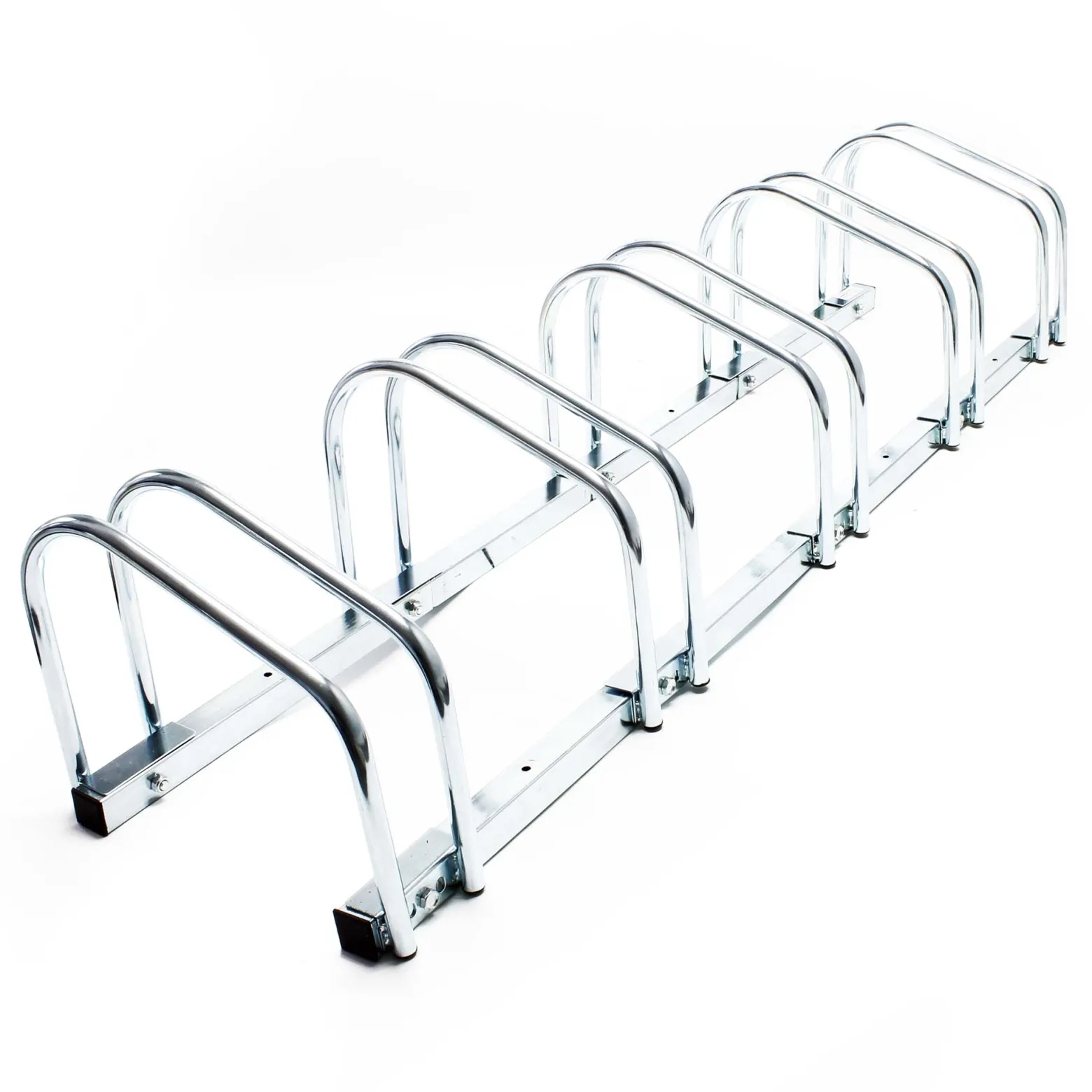Wiltec Fahrradständer für 5 Fahrräder, 1305x320x265 mm, grau Stahl, für Bodenmontage geeignet, Reihenparker Fahrradbügel