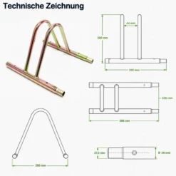 Wiltec Fahrradständer für 1 Fahrrad 39,5x39x26cm aus eloxiertem Stahl beliebig erweiterbar, zur Bodenmontage Fahrradbügel Seitenständer