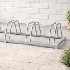 Wiltec Fahrradständer für 4 Fahrräder 124x39,5x19,5cm aus verzinktem Stahl und für Wandmontage geeignet Reihenparker Fahrradbügel