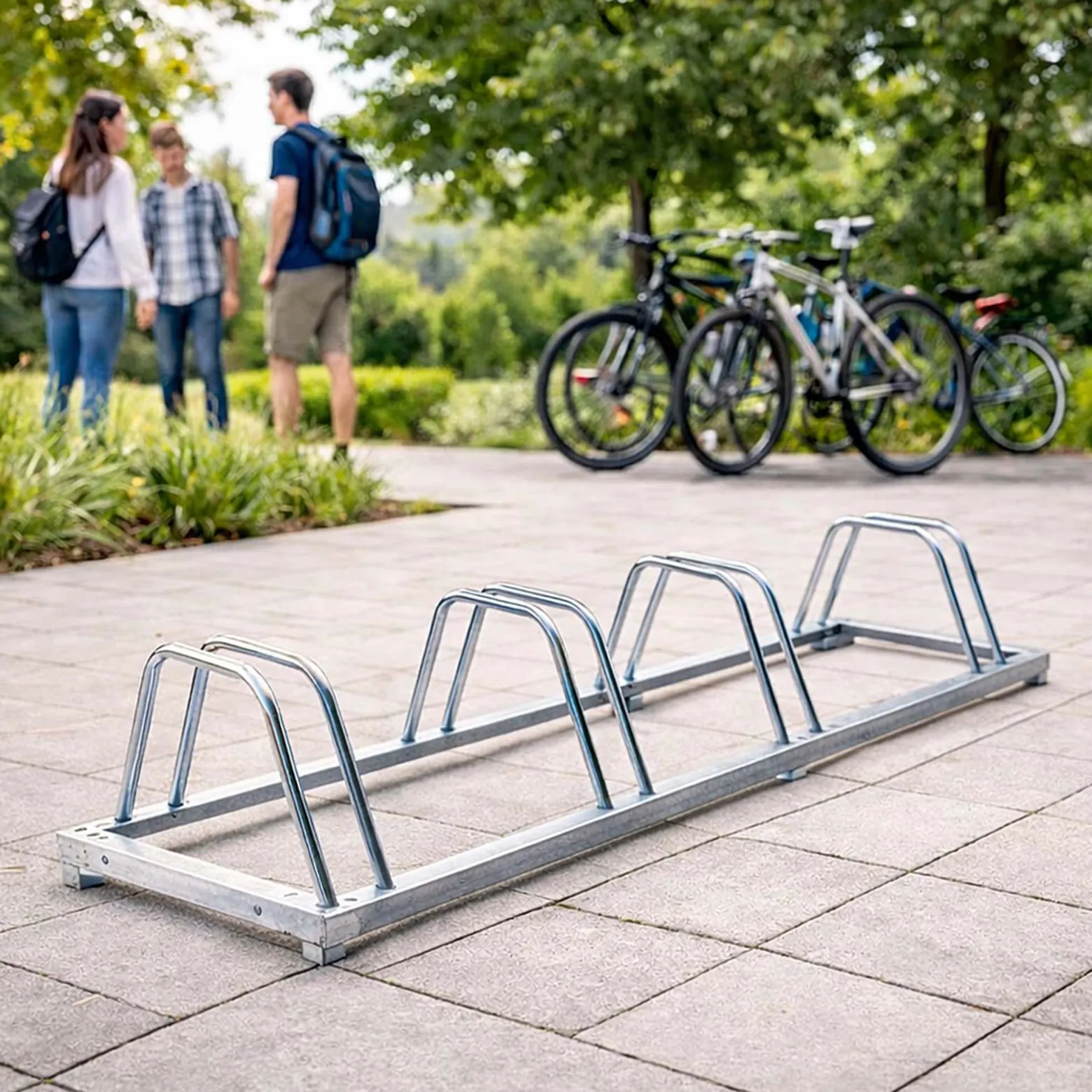 Wiltec Fahrradständer für 4 Fahrräder 124x39,5x19,5cm aus verzinktem Stahl und für Wandmontage geeignet Reihenparker Fahrradbügel