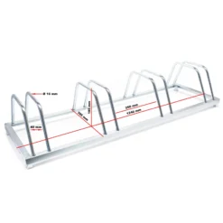 Wiltec Fahrradständer für 4 Fahrräder 124x39,5x19,5cm aus verzinktem Stahl und für Wandmontage geeignet Reihenparker Fahrradbügel