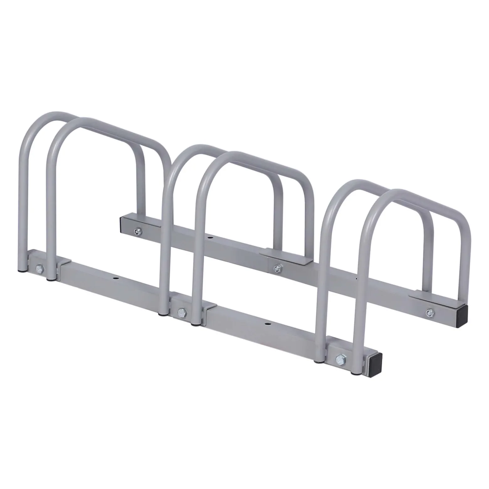 Wiltec Fahrradständer für 3 Fahrräder 70,5x33x27cm grau pulverbeschichteter Stahl und für Bodenmontage geeignet Reihenparker Fahrradbügel
