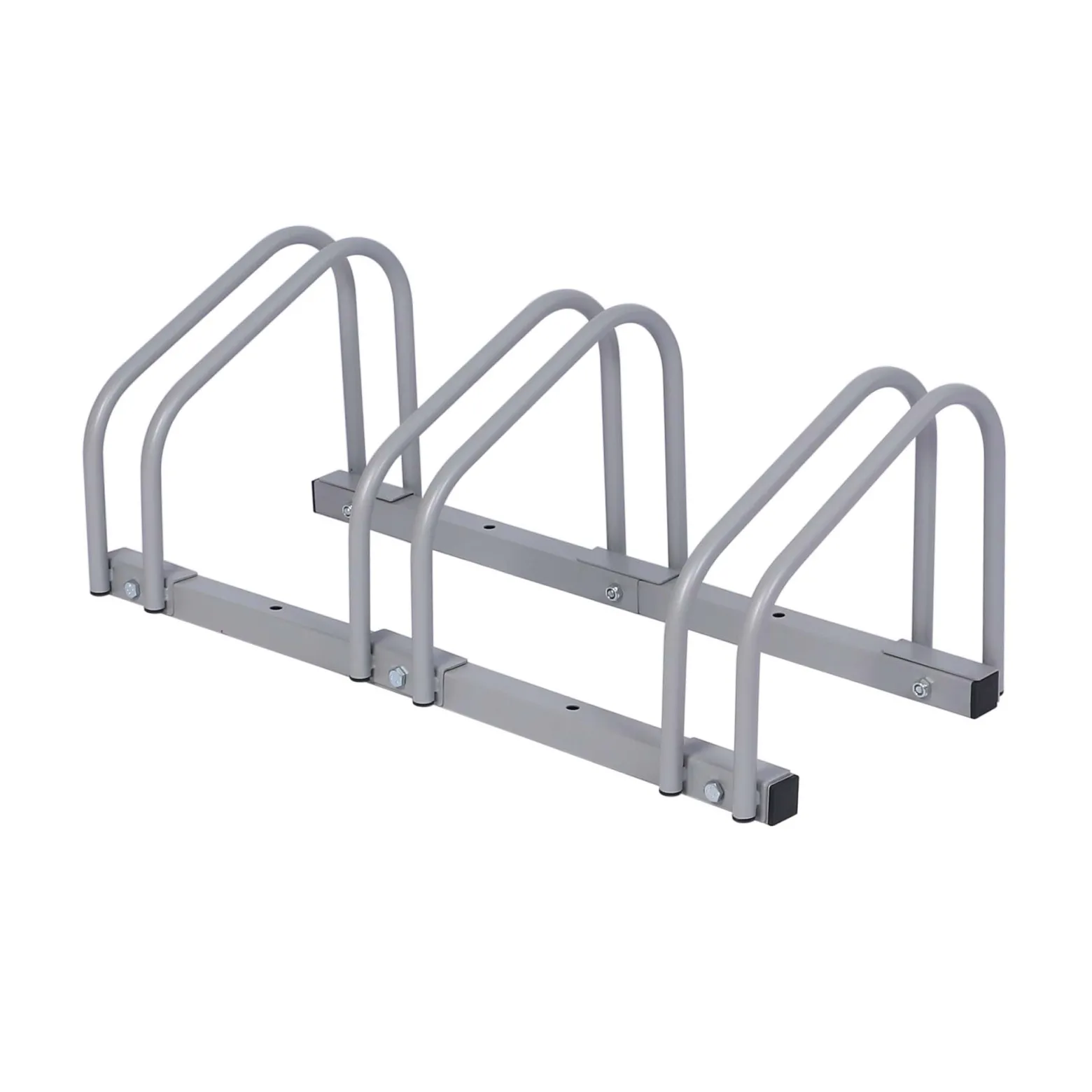 Wiltec Fahrradständer für 3 Fahrräder 70,5x33x27cm grau pulverbeschichteter Stahl und für Bodenmontage geeignet Reihenparker Fahrradbügel