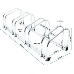 Wiltec Fahrradständer für 4 Fahrräder 95x33x27cm aus verzinktem Stahl und für Wandmontage geeignet Reihenparker Fahrradbügel