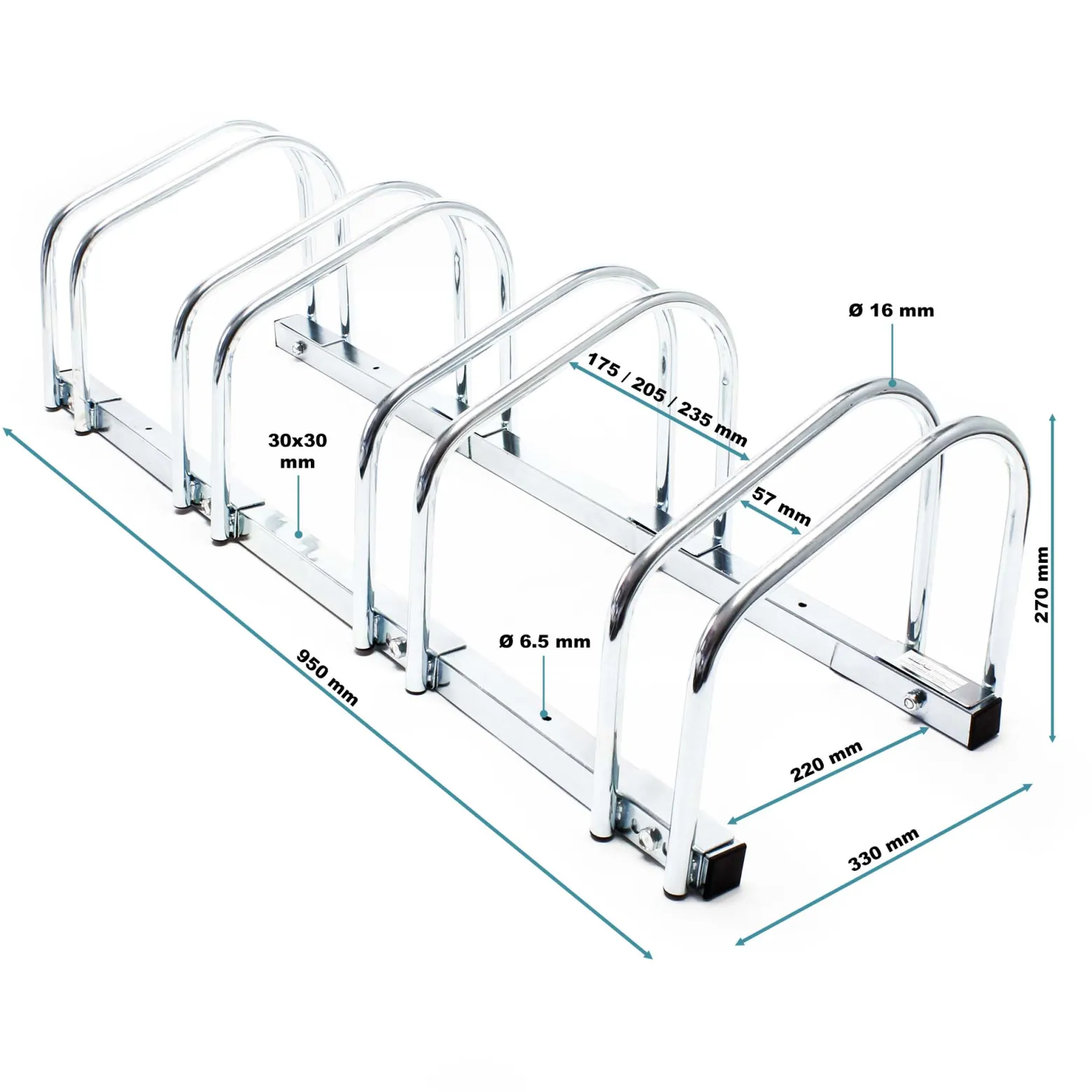 Wiltec Fahrradständer für 4 Fahrräder 95x33x27cm aus verzinktem Stahl und für Wandmontage geeignet Reihenparker Fahrradbügel