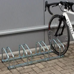 Wiltec Fahrradständer für 4 Fahrräder 95x33x27cm aus verzinktem Stahl und für Wandmontage geeignet Reihenparker Fahrradbügel