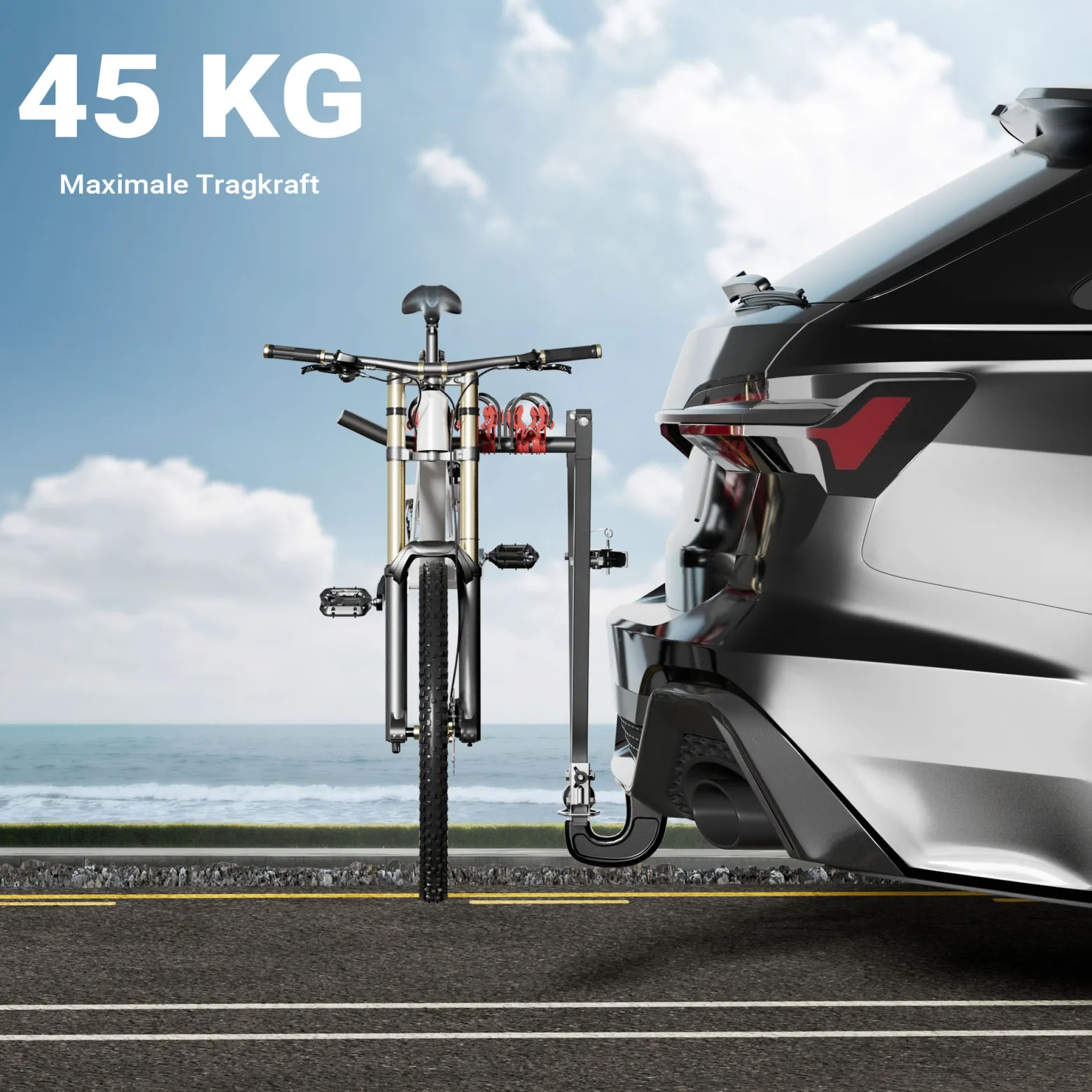 Wiltec Fahrradträger Anhängerkupplung für 3 Fahrräder, Fahrradträger für Auto Stahl, Fahrradhalterung bis 45 kg, Fahrrad Träger mit sicherer Fixierung