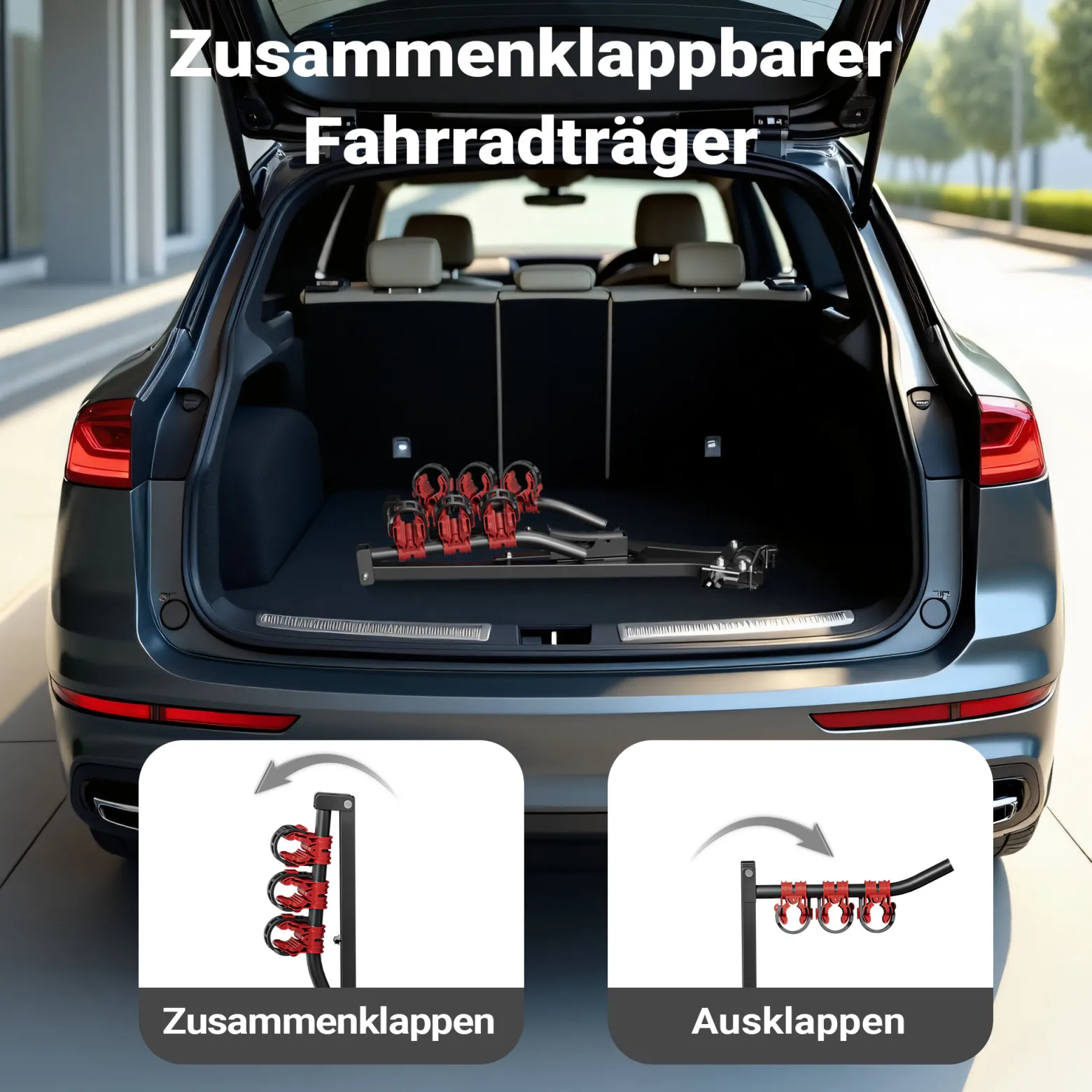 Wiltec Fahrradträger Anhängerkupplung für 3 Fahrräder, Fahrradträger für Auto Stahl, Fahrradhalterung bis 45 kg, Fahrrad Träger mit sicherer Fixierung