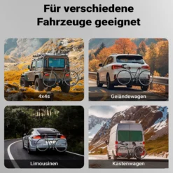 Wiltec Fahrradträger Anhängerkupplung für 3 Fahrräder, Fahrradträger für Auto Stahl, Fahrradhalterung bis 45 kg, Fahrrad Träger mit sicherer Fixierung