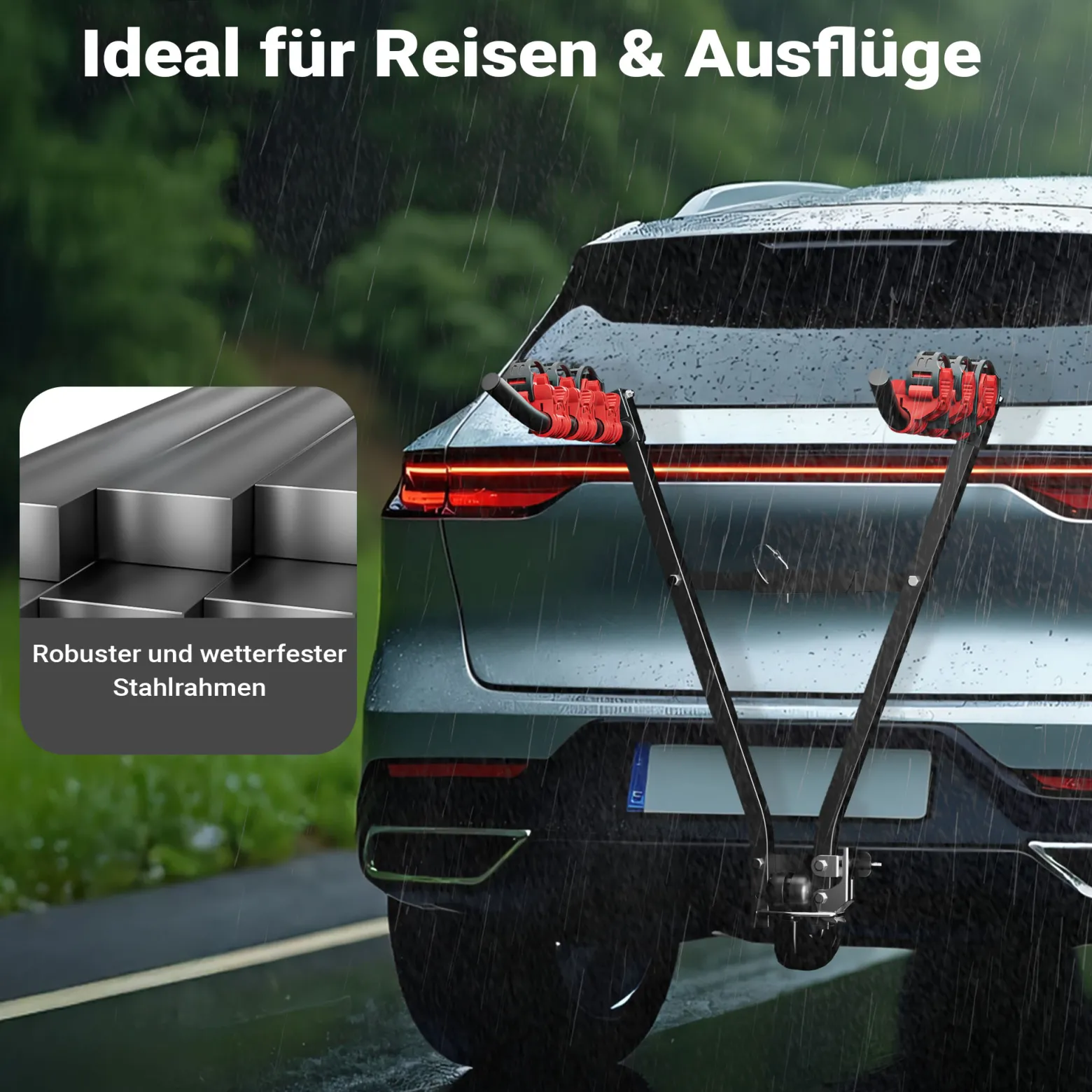 Wiltec Fahrradträger Anhängerkupplung für 3 Fahrräder, Fahrradträger für Auto Stahl, Fahrradhalterung bis 45 kg, Fahrrad Träger mit sicherer Fixierung