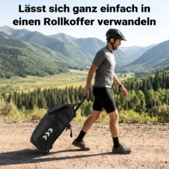 Wiltec Fahrrad-Trolley Gepäckträgertasche schwarz 33 x 13 x 64 cm mit 28 l Stauraum Fahrradtasche und Trolley in einem