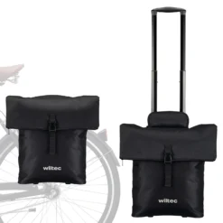 Wiltec Fahrrad-Trolley Gepäckträgertasche schwarz 33 x 13 x 64 cm mit 28 l Stauraum Fahrradtasche und Trolley in einem