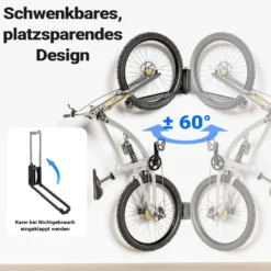 Wiltec Fahrrad Wandhalterung 11,8 x 30,7-34 x 43,8-62,5 cm bis 35 kg, Fahrradhalterung universell, faltbare Fahrradaufhängung mit Schwenkarm