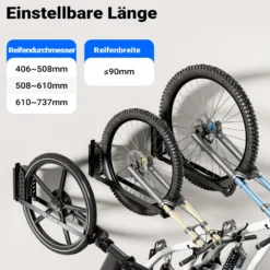 Wiltec Fahrrad Wandhalterung 11,8 x 30,7-34 x 43,8-62,5 cm bis 35 kg, Fahrradhalterung universell, faltbare Fahrradaufhängung mit Schwenkarm