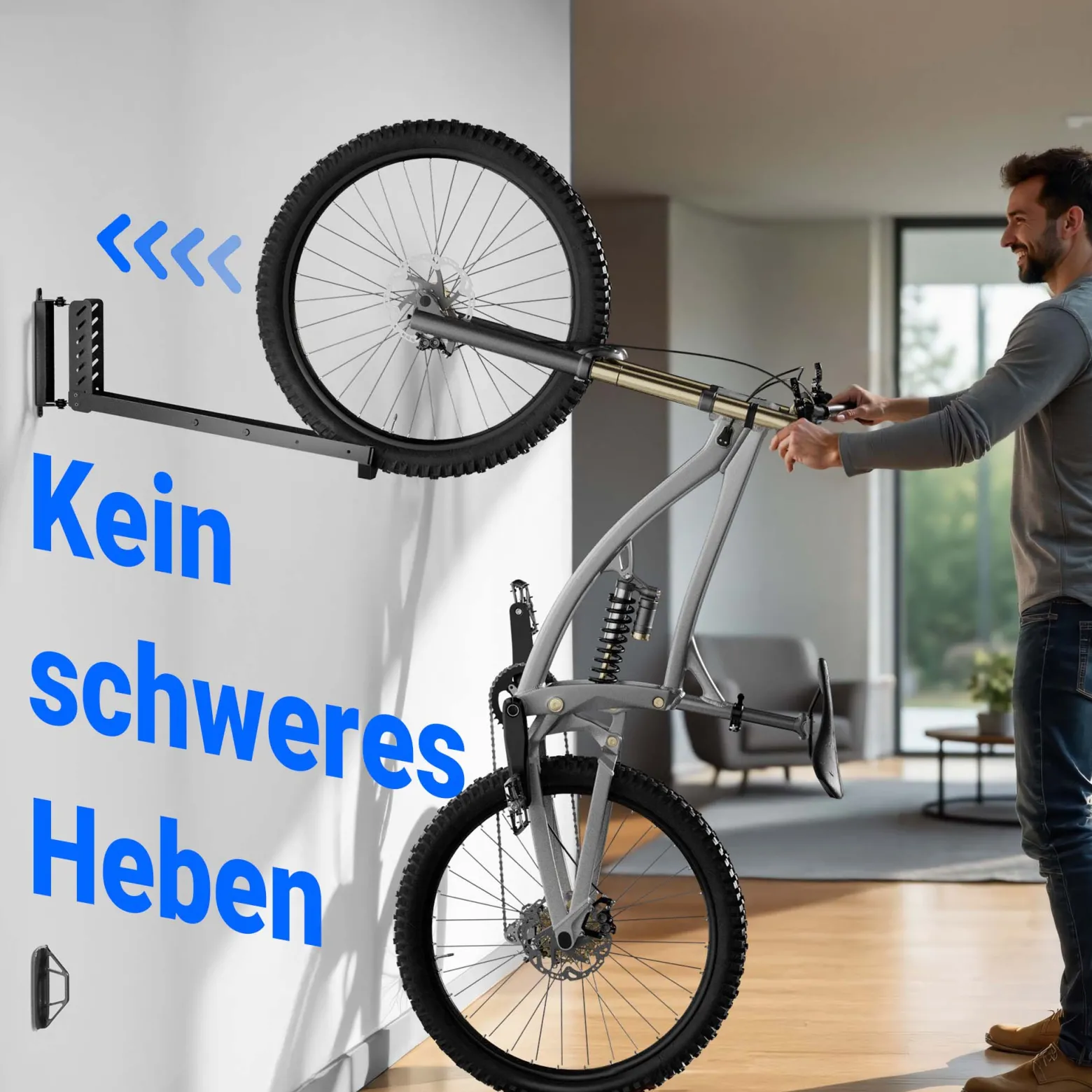Wiltec Fahrrad Wandhalterung 11,8 x 30,7-34 x 43,8-62,5 cm bis 35 kg, Fahrradhalterung universell, faltbare Fahrradaufhängung mit Schwenkarm