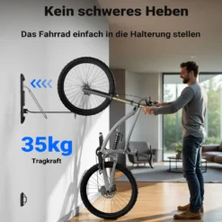 Wiltec Fahrrad Wandhalterung 11,8 x 63,8 x 58,3 cm bis 35 kg, Universal Fahrradhalterung höhenverstellbar, Fahrradaufhängung faltbar mit Schwenkarm