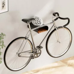 Wiltec Fahrrad Wandhalterung schwarz 25,6 x 30 x 11,4 cm bis 25 kg, Fahrradhalterung universell, Fahrradaufhängung Ø 55 mm Oberrohr & 500 mm Lenkerbreite
