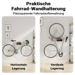 Wiltec Fahrrad Wandhalterung schwarz 25,6 x 30 x 11,4 cm bis 25 kg, Fahrradhalterung universell, Fahrradaufhängung Ø 55 mm Oberrohr & 500 mm Lenkerbreite
