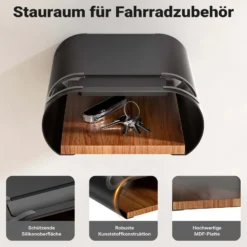 Wiltec Fahrrad Wandhalterung schwarz 25,6 x 30 x 11,4 cm bis 25 kg, Fahrradhalterung universell, Fahrradaufhängung Ø 55 mm Oberrohr & 500 mm Lenkerbreite