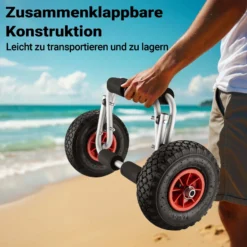 Wiltec faltbarer Alu Kanuwagen bis 45 kg, Transportwagen für Boote, Kanus und Kajaks, Surfwagen mit Polstern und Gurtband, SUP-Wagen mit Luftreifen, stabiler SUP-Trolley