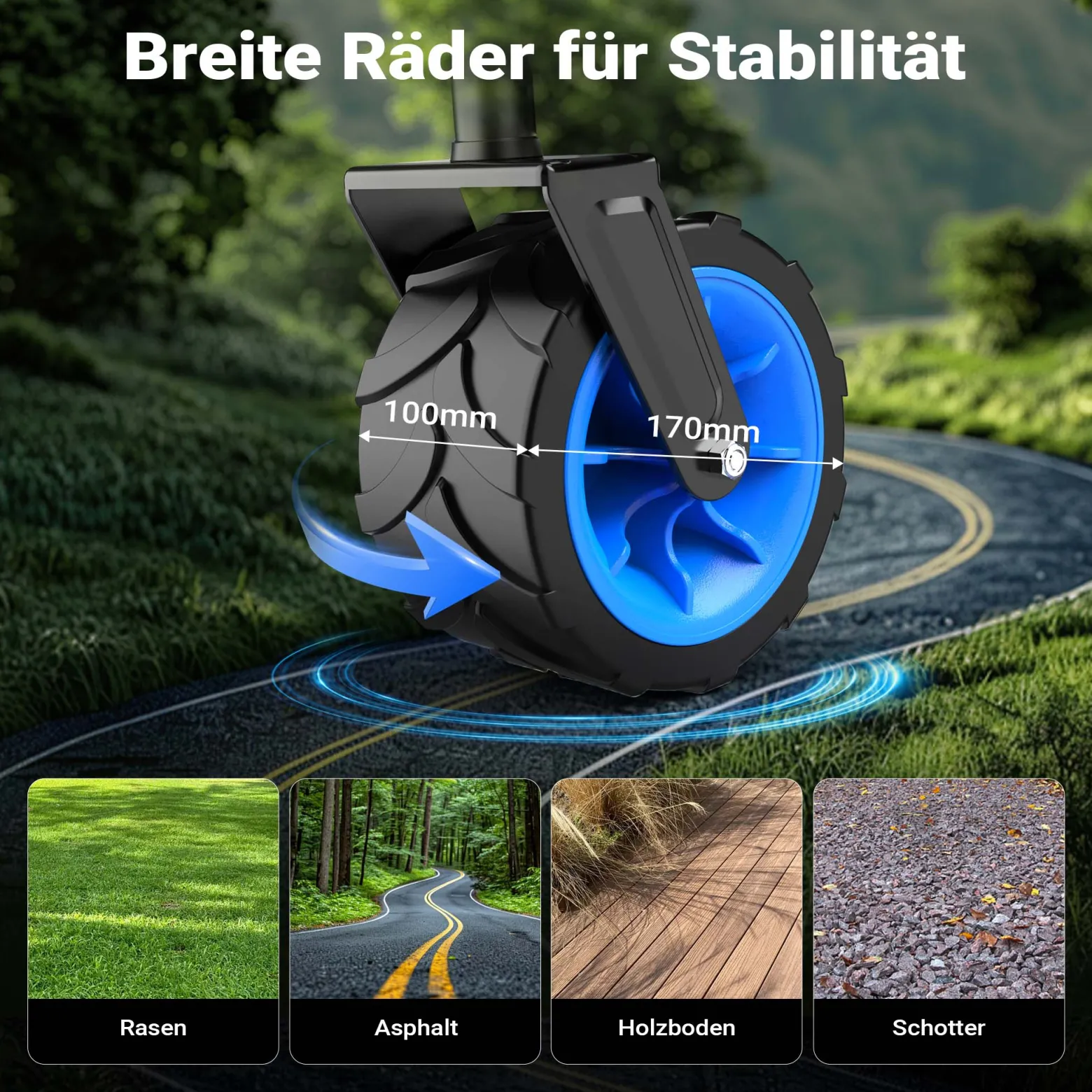 Wiltec Faltbarer Bollerwagen mit breiten Rädern, Faltbollerwagen Offroad geeignet, Strandbollerwagen mit Handgriff, stabiler Klappbollerwagen