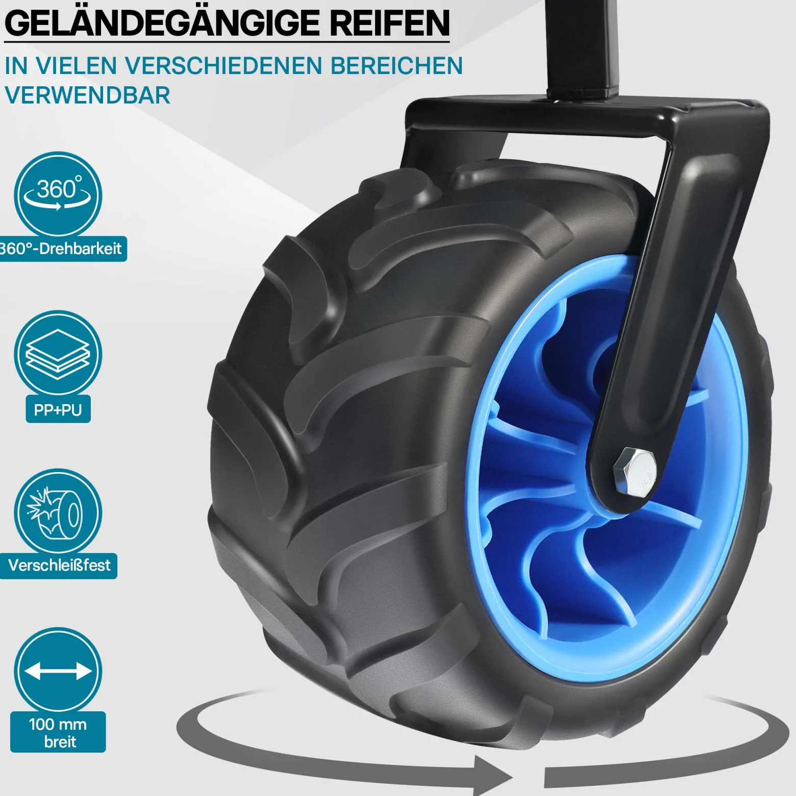 Wiltec Faltbarer Bollerwagen mit Sonnendach, Faltbollerwagen für max. 70 kg, Klappbollerwagen mit großer Ladefläche und Taschen, offroad geeignet