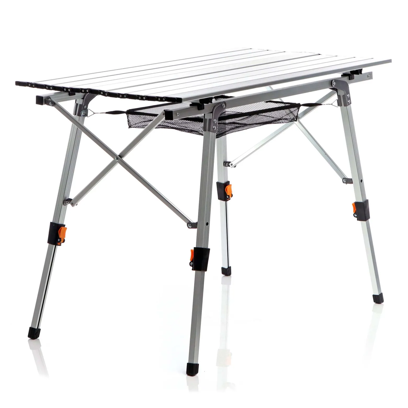 Wiltec Faltbarer Campingtisch 90x53 cm höhenverstellbar Klapptisch aus Aluminium max. 30kg mit aufrollbarer Tischplatte Camping Rolltisch Falttisch Garten Balkon Outdoor Tisch Tisch faltbar