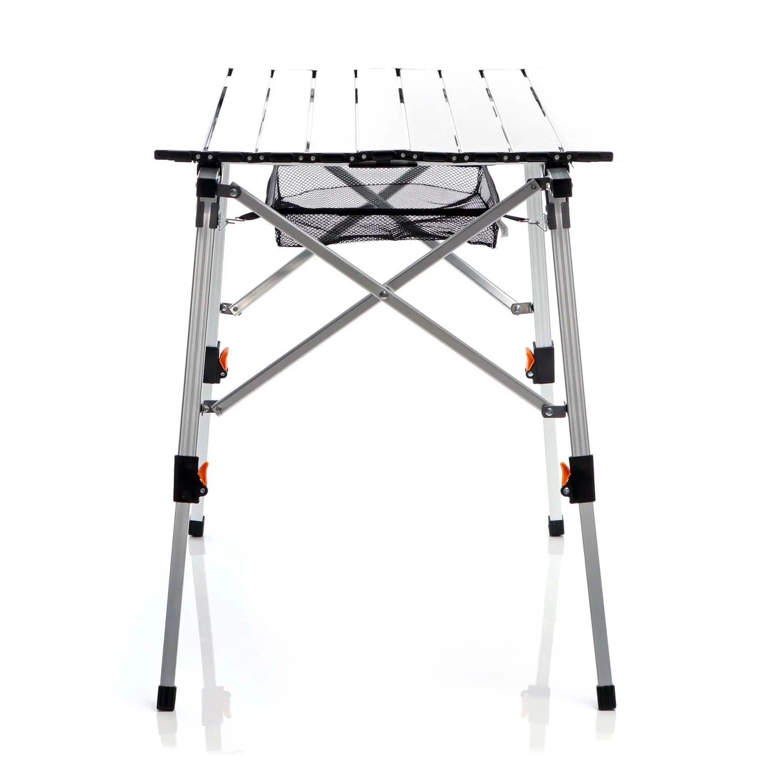 Wiltec Faltbarer Campingtisch 90x53 cm höhenverstellbar Klapptisch aus Aluminium max. 30kg mit aufrollbarer Tischplatte Camping Rolltisch Falttisch Garten Balkon Outdoor Tisch Tisch faltbar