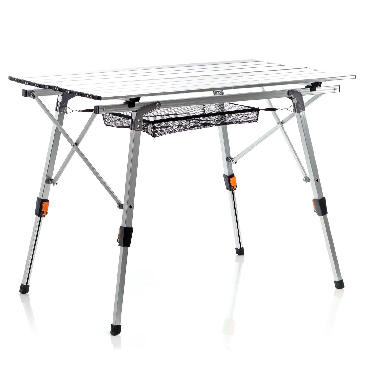 Wiltec Faltbarer Campingtisch 90x53 cm höhenverstellbar Klapptisch aus Aluminium max. 30kg mit aufrollbarer Tischplatte Camping Rolltisch Falttisch Garten Balkon Outdoor Tisch Tisch faltbar