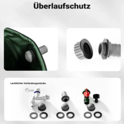 Wiltec Faltbare Regentonne 100 l mit Deckel, Regenfass aus 620 g/m² PVC, Regenwassertank mit Wasserhahn, Wasserspeicher Garten mit Schlauchanschluss