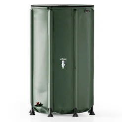 Wiltec Faltbare Regentonne 500 l mit Deckel, Regenfass aus 620 g/m² PVC, Regenwassertank mit Wasserhahn, Wasserspeicher Garten mit Schlauchanschluss