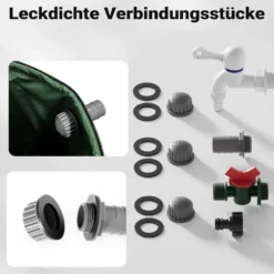 Wiltec Faltbare Regentonne 500 l mit Deckel, Regenfass aus 620 g/m² PVC, Regenwassertank mit Wasserhahn, Wasserspeicher Garten mit Schlauchanschluss