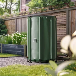 Wiltec Faltbare Regentonne 500 l mit Deckel, Regenfass aus 620 g/m² PVC, Regenwassertank mit Wasserhahn, Wasserspeicher Garten mit Schlauchanschluss