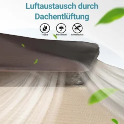 Wiltec Faltpavillon Moskitonetz 4 x 4 m beige, Gartenpavillon mit Rädern und Mückennetz, Partyzelt mit