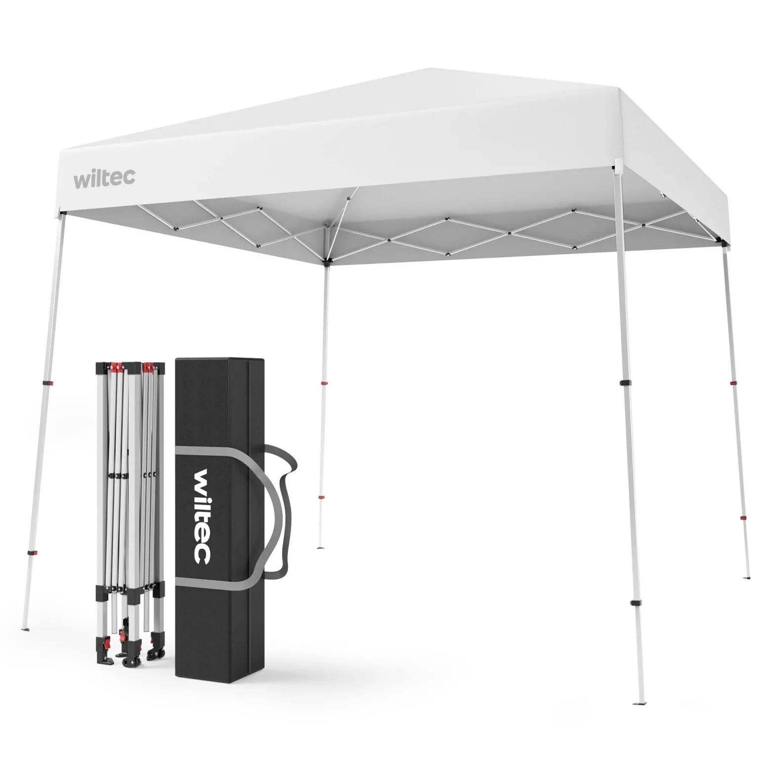Wiltec Faltpavillon 250 x 250 x 270 cm weiß wasserdicht, Pavillon mit Zentralverschluss, Gartenpavillon mit verstellbaren Beinen, Partyzelt für Festival