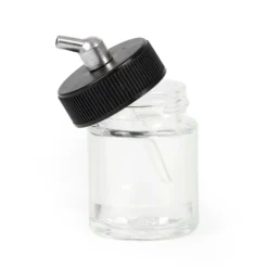 Wiltec Farbbecher für Airbrushpistole, 36 x 36 x 64 mm, Farbbehälter Glas mit Deckel 22 cm³, Saugsystem, Variante 3, Airbrush Ersatzteil