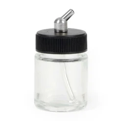 Wiltec Farbbecher für Airbrushpistole, 36 x 36 x 64 mm, Farbbehälter Glas mit Deckel 22 cm³, Saugsystem, Variante 3, Airbrush Ersatzteil