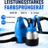 Wiltec Farbspritzpistole 600 W, leistungsstarkes Farbsprühgerät 230 V, elektrische Sprühpistole 3-4 bar, hochwertige Spritzpistole für Wandfarbe mit 800 ml Aluminiumtank