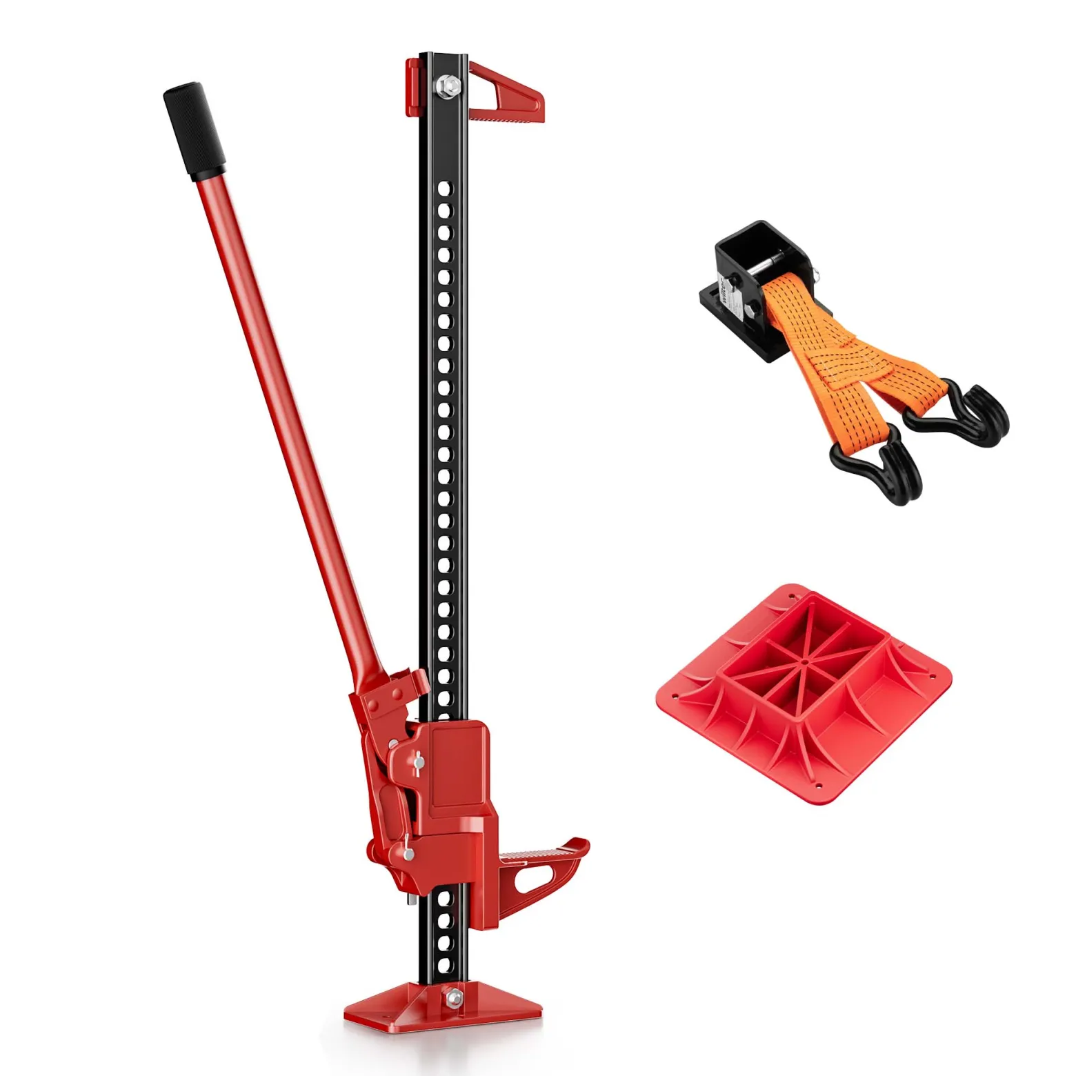 Wiltec Farm Jack – Kompakt-Set für ATV/Anhänger, Wagenheber bis 3000 kg mit Unterlegplatte und Radhebe-Adapter