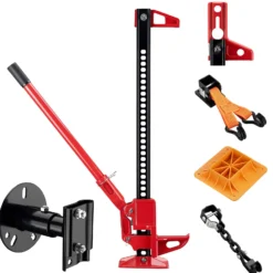 Wiltec Farm Jack – Profi-Set für extreme Einsätze, Wagenheber bis 3000 kg mit Stützplatte, Radhebe-Adapter, Stoßstangen-Adapter, Reserverad-Halterung, Winden- & Klemmbefestigung