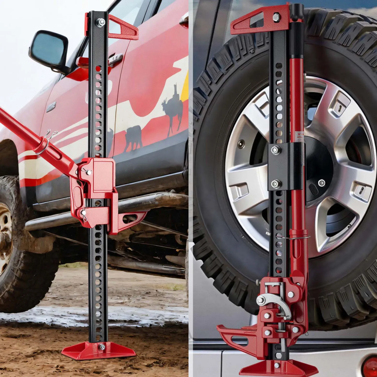 Wiltec Farm Jack – Universal-Set Basis Wagenheber bis 3000 kg und max. 105 cm Hubhöhe mit Reserverad-Halterung